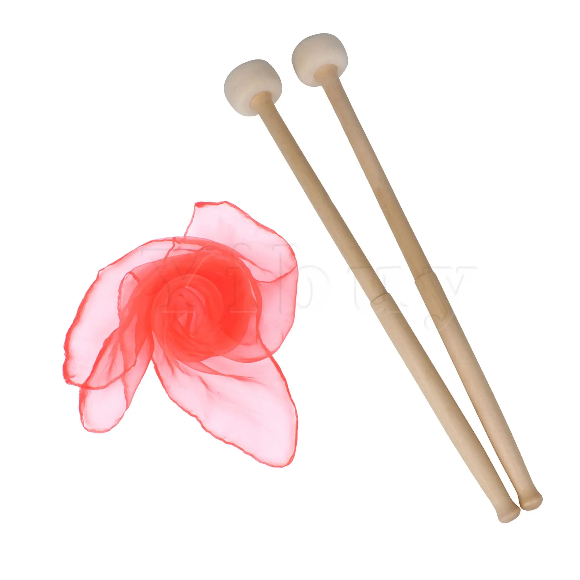 Yibuy 2 Pezzi Timpani Stick Mallet 14.5X1.57 Pollici Testa In Feltro Con Sciarpa Decorativa