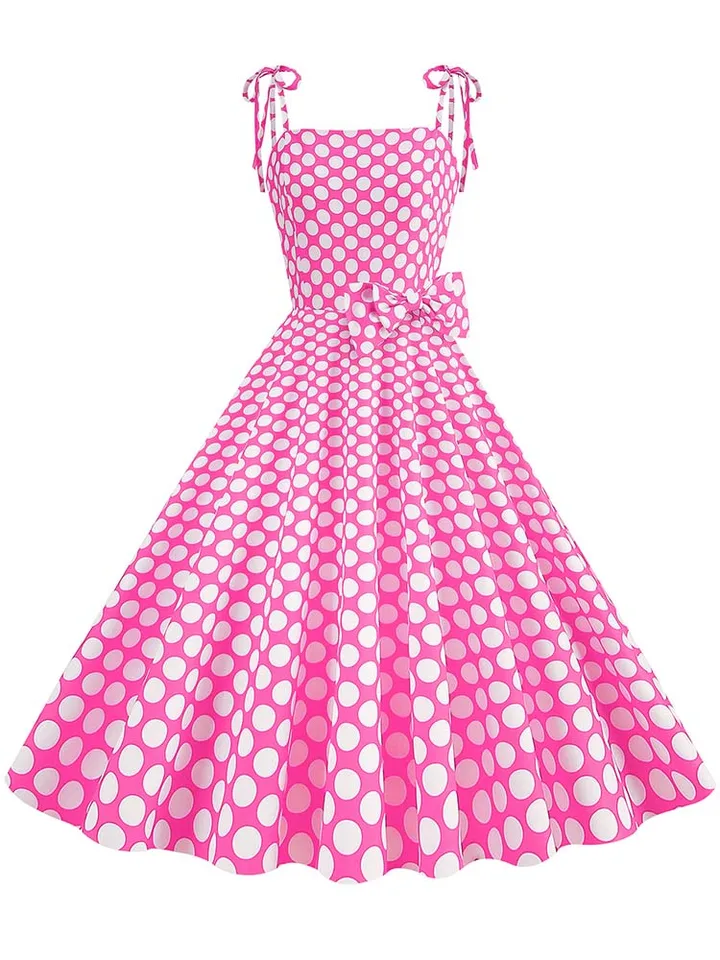 KILLREAL Women's Polka Dot Retro Swing Dress - Sleeveless Vintage Cocktail Dress, Wine Red