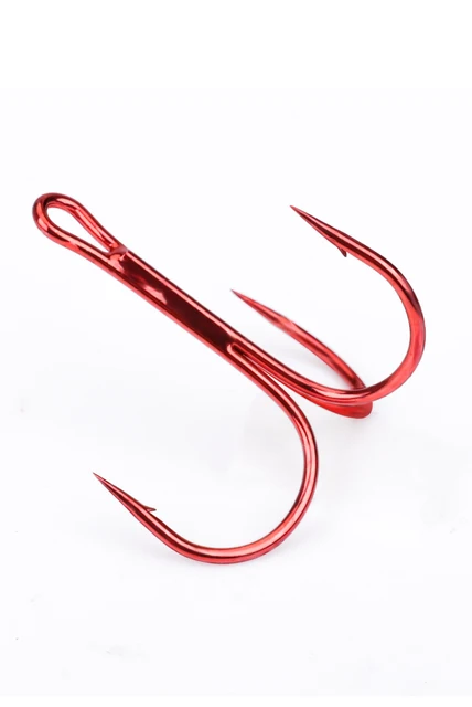 Unbranded Treble Hook Lot 100pcs Red Treble Fishing Hooks  High Carbon  Steel, Sharp Round Bend In Sizes #2 #4 #6 #8 Size 8 Octopus/Circle Hook  Fishing Hooks