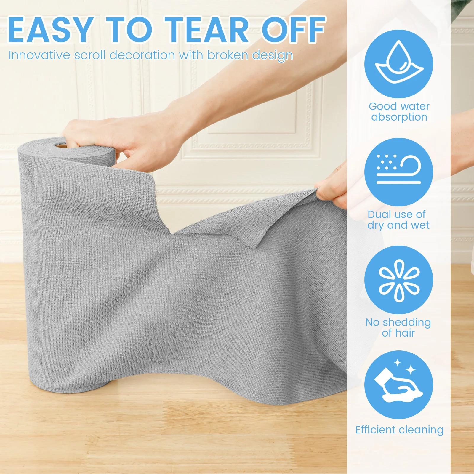 Microfiber Reusable Cleaning Cloth Rolls for Kitchen Household