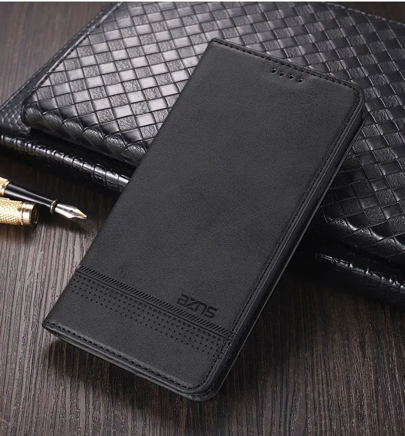 Vintage Minimalist Leather Flip Case - Skin-friendly Anti-drop Back Cover
