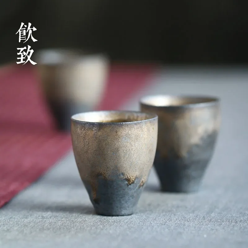 Firewood teacup Japanese-style tasting cup small stoneware master cup single handmade ceramic Kungfu tea set tea cup