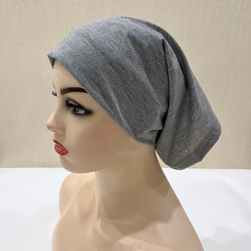 Muslim Turban Pure Color Stretch Inner Hijabs For Caps Ready To Wear Women Head Scarf Under Hijab Bonnet