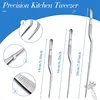 3 Sizes Stainless Steel Precision Kitchen Chef Tongs Tweezers for Food Cooking Picnic Barbecue Cake Decorating 14cm 16cm 20cm 3