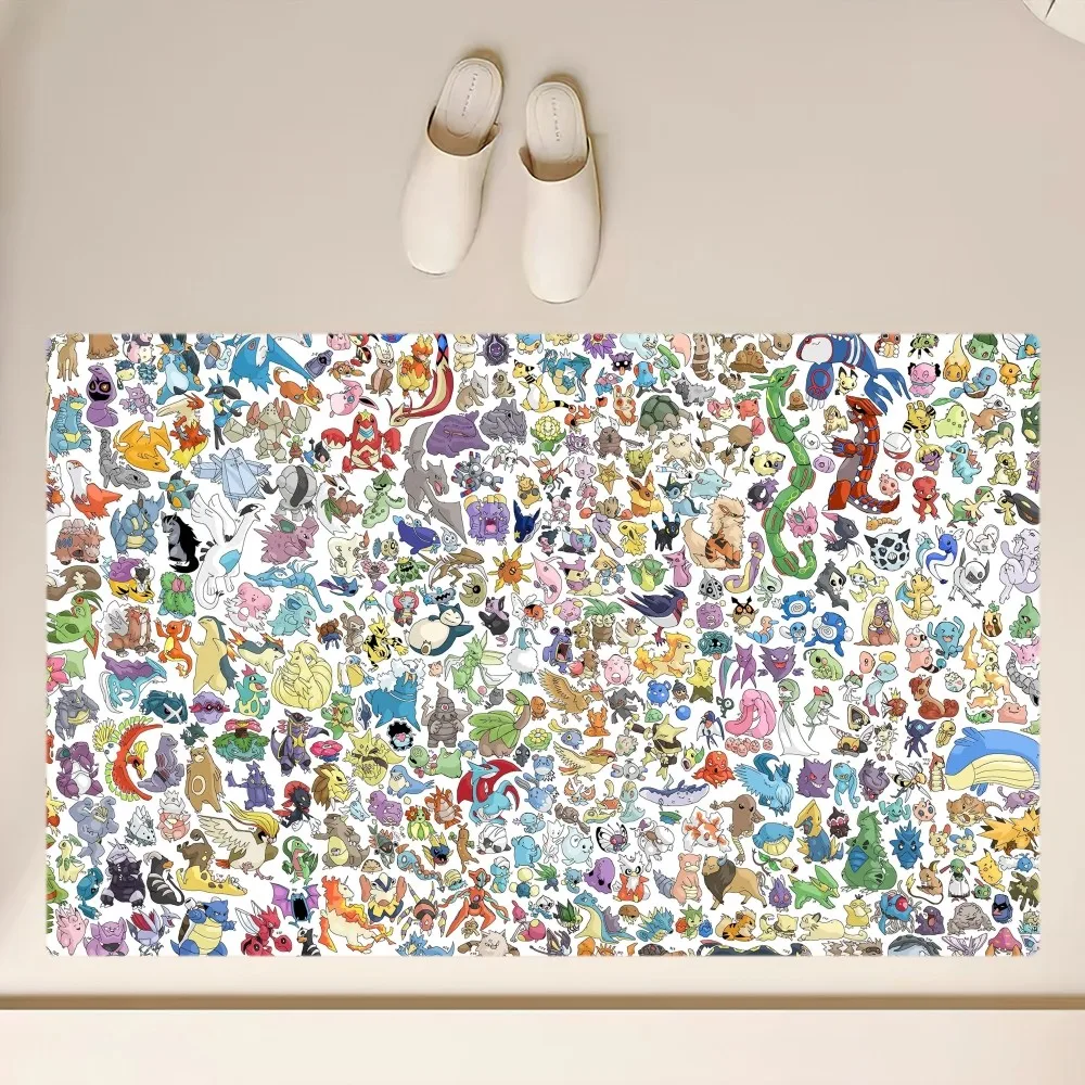 Cartoon P-Pokemon Cute Floor Mat Anti-Slip Bathroom Kitchen Bedroom Living Room Entrance Rug Home Decor 5