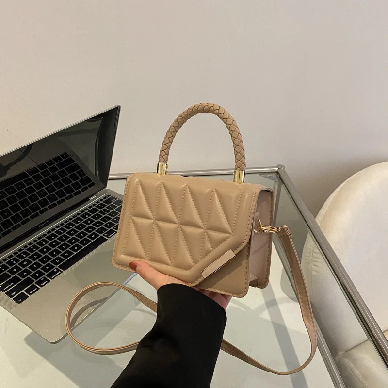 New Fashion Shoulder Bag Plaid PU Leather Ladies Square Handbags Brand Designer Small Black Crossbody Bags for Women