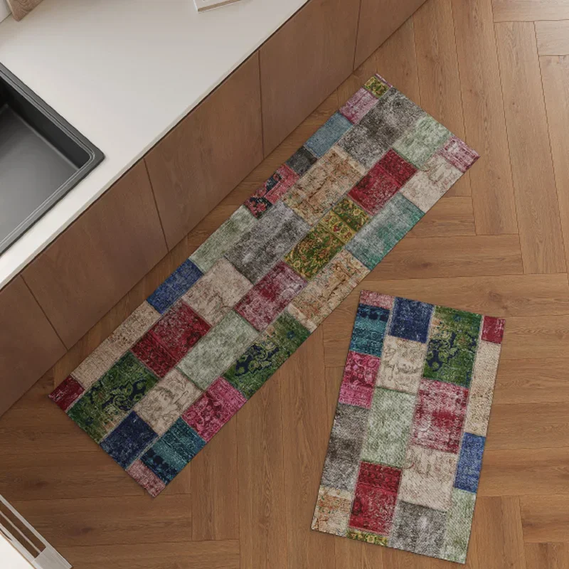 

Kitchen Floor Mats Vintage Carpet Pvc Long Strip Rug Non-slip Oil and Water Proof Home Hallway Entrance Doormat Alfombra Cocina