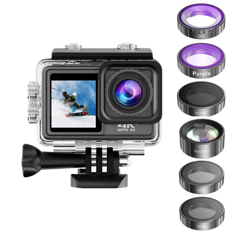 Sports Action Camera 4k 1080p Wifi 30m Waterproof 4k Hd Action Camera 60fps Dual Aliexpress