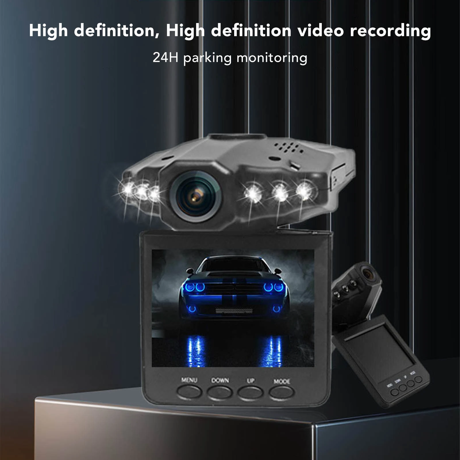 Dash Cam 720 Degree Rotatable Night Vision Auto Recording 2.5 Inch Screen Car Driving Recorder 1080P HD for Parking