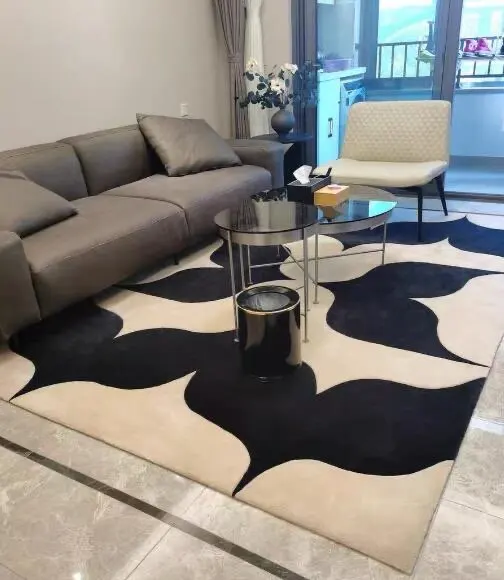 French Retro Bedroom Decor Stripe Carpet Minimalist Carpets for Living Room Home Art Plush Floor Mat Large Area Thickened Rug photo review
