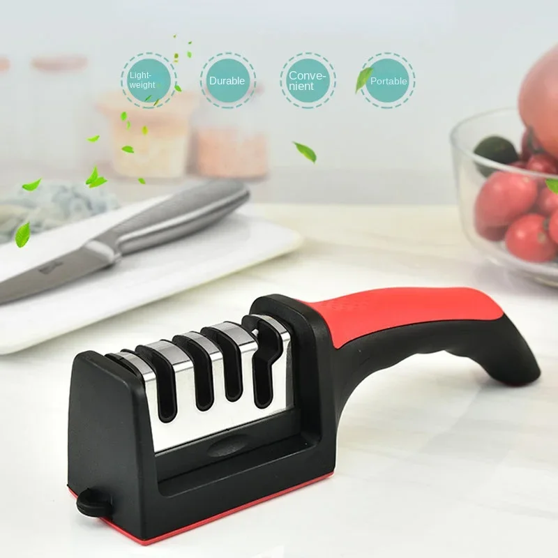 Kitchen 4-Segment Knife Sharpener Household Multi-Functional Hand-Held Four-Purpose Black Sharpening Stone knife sharpener