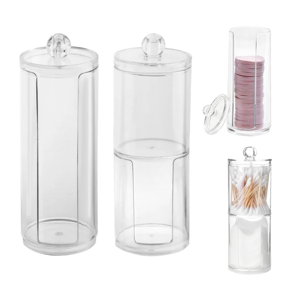 Transparent Jewelry Container Sundries Storage Box Cosmetic Makeup Cotton Pad Organizer Travel Cosmetic Storage Case Acrylic