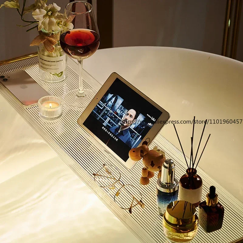 Luxury Acrylic Bathtub Trays Shelf, Caddy Bath Table, Bathroom Tray, Shower Shelf, Baignoire Accessories