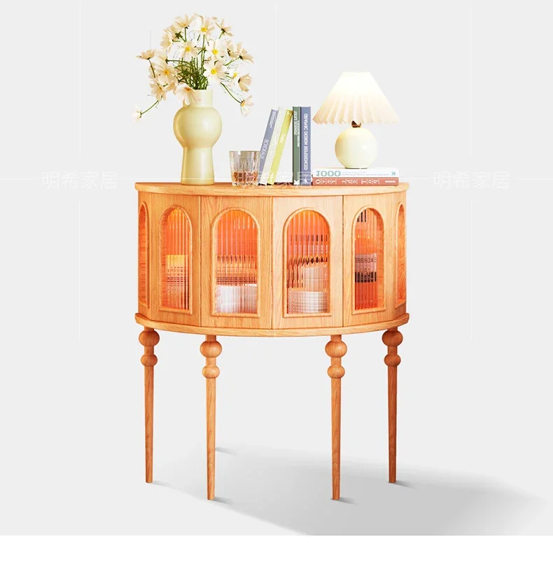 

Entrance Cabinet Living Room Semicircle Side Cabinet Sofa Chest of American Console Tables Middle Ancient Furniture