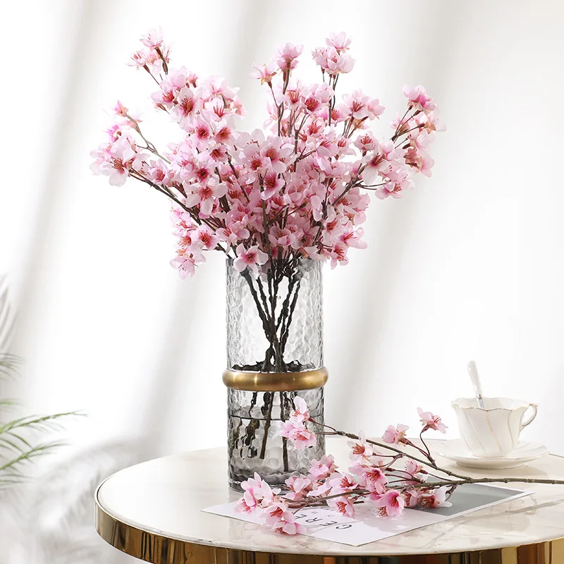 

1pcs Pink Plum Cherry Blossoms Artificial Silk Flowers Branch for Home Wedding Decoration High Quality Fake Flower Table Arrange