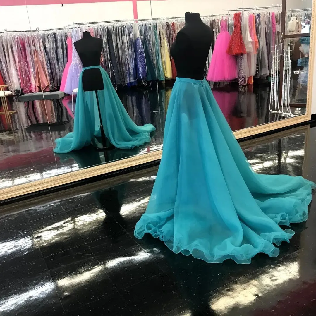 Detachable Skirt for Wedding Dress Organza/Tulle Chapel Train Front Slit Removable Train for Bridal