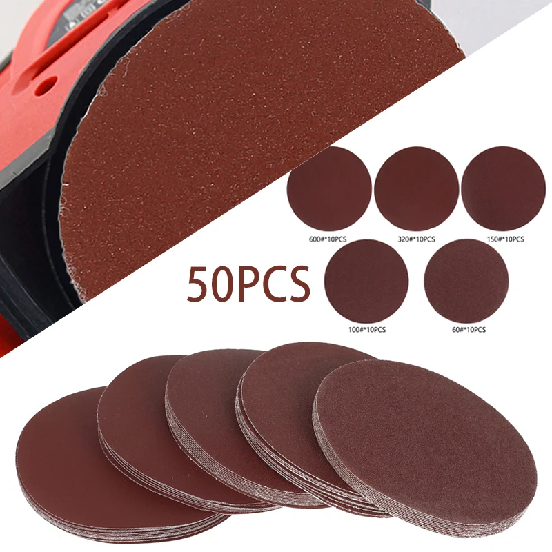 50Pcs 6inch 150mm 60 600 Grit Sandpaper Sander Disc Sanding Discs