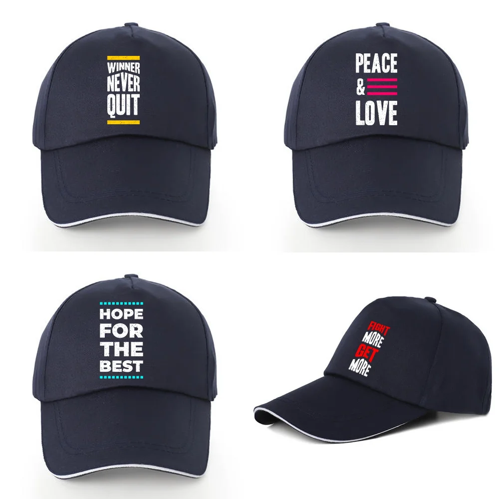 

Men Baseball Caps Pure Cotton Adjustable Back Buckle Hat Women Summer Sunscreen Visors Hats Phrase Print Street Casual Dad Cap