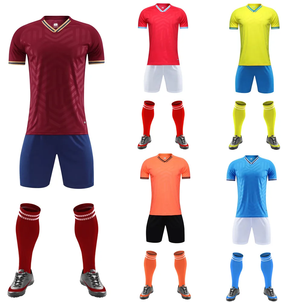 100%Polyester Quick-Dry Mesh Fabric Soccer Jerseys Breathe Elastic Kids Football Sets Professional Custom Children Uniform