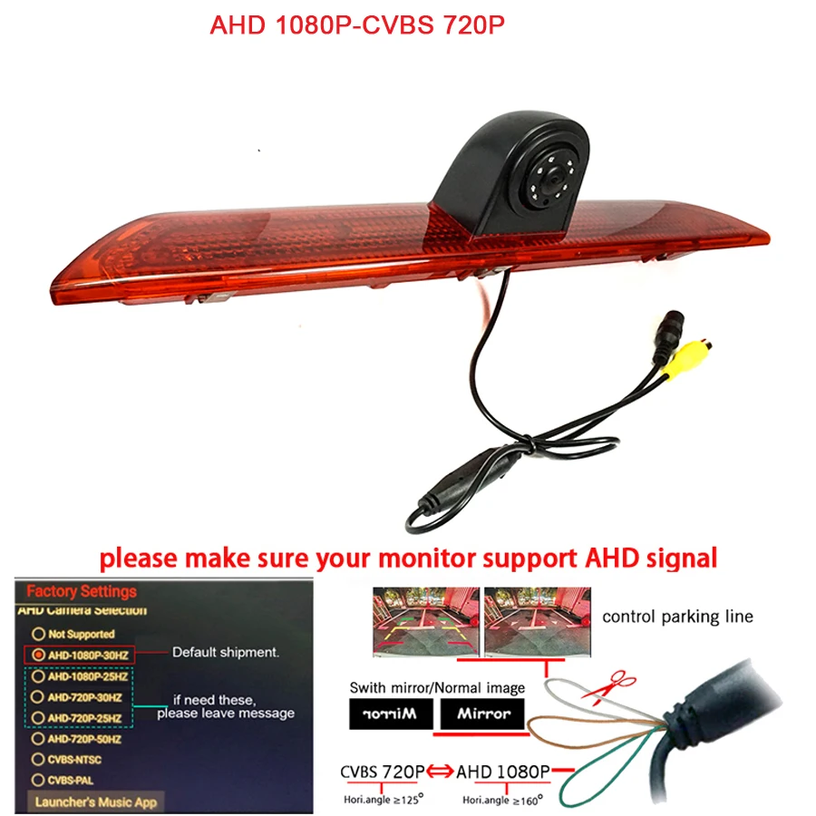 Luce Di Stop Ir Telecamera Posteriore 1920*1080P Ahd Per Ford Transit 2014-2018 Transit L4 H3 Telecamera Personalizzata Ir Led Light 720P Cvbs