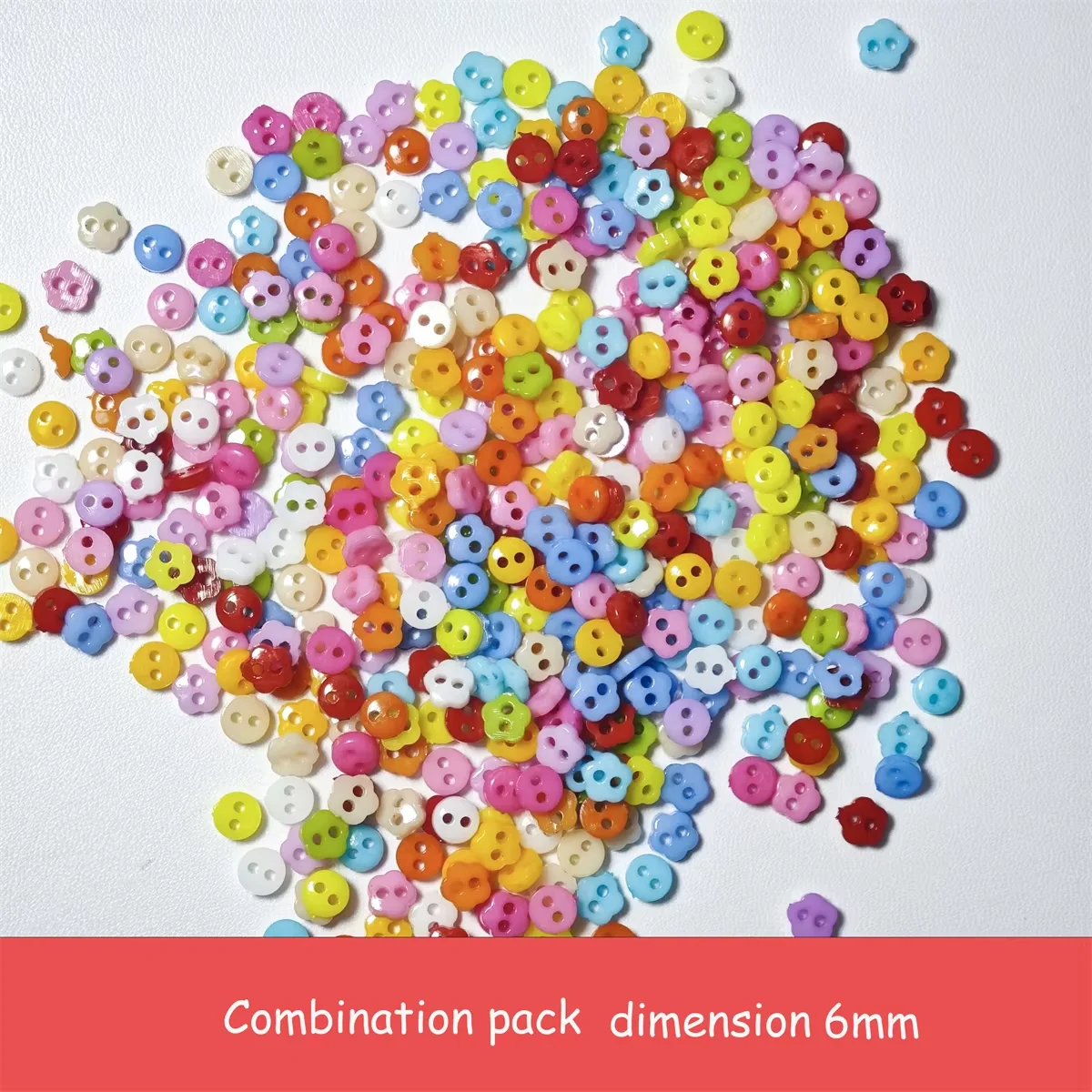 100 Stück Doppelloch 6 mm kleiner Knopf, 15 Farben, Miniatur-Miniknopf, sehr gut geeignet für Puppenkleidung, Babyknöpfe, intelligente Knöpfe – Detail 7
