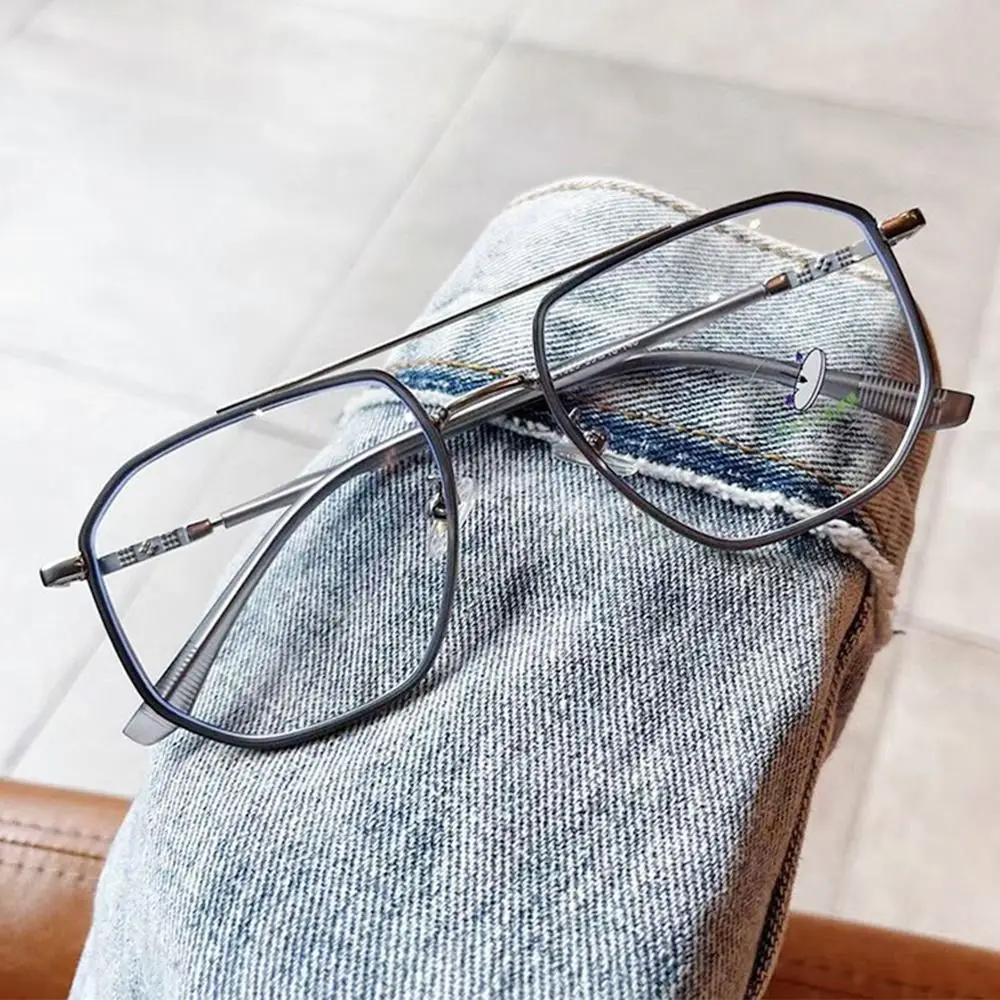 Doppel Brücke Platz Anti-blaues Licht Gläser Frauen Männer Vintage Transparent Computer Brille Übergroßen Brillen Optische Brillen – Detail 7