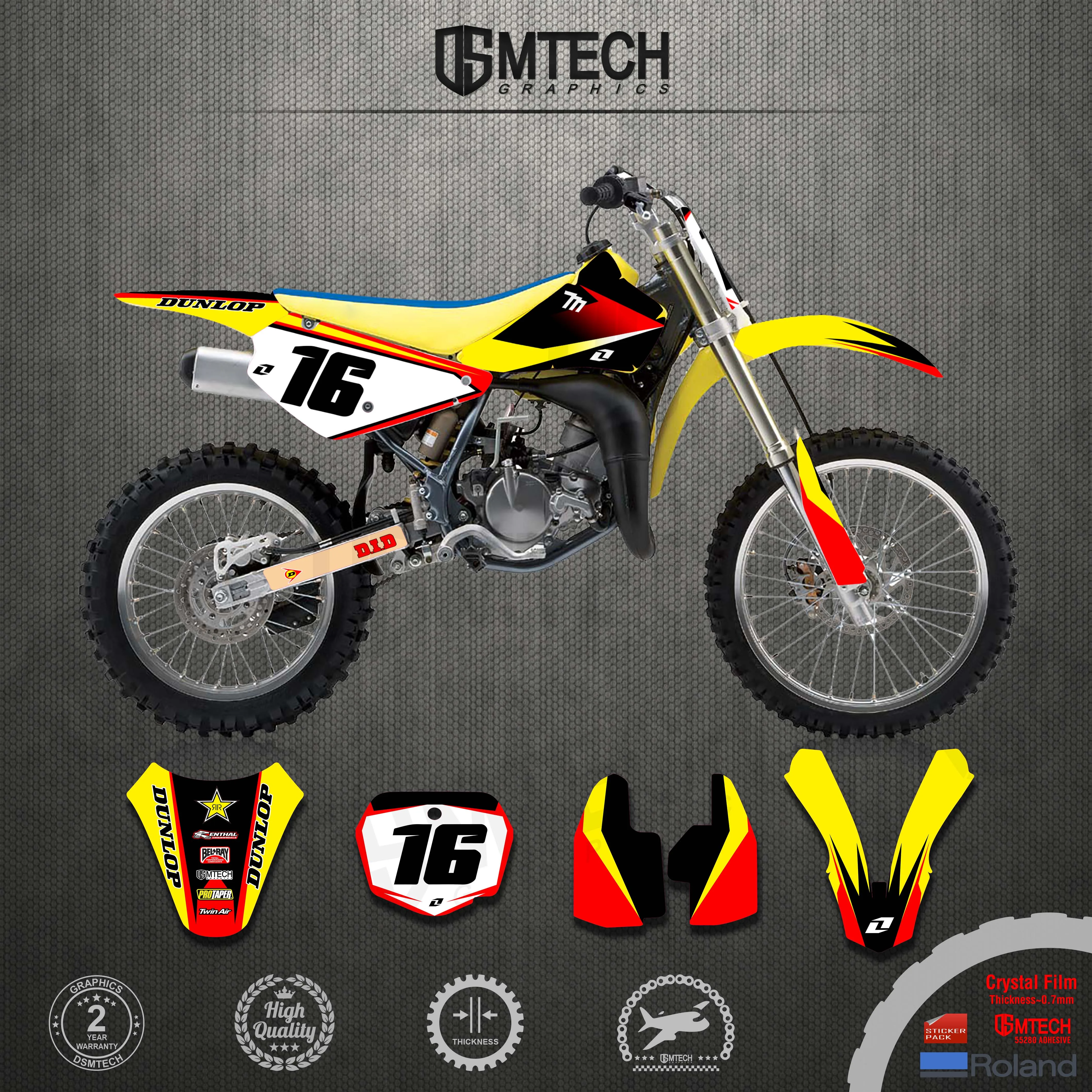 DSMTECH Graphics Background Stickers Decals For Suzuki RM85 RM 85 2001-2004  2005- 2011 2012 2013-2018 Personality Sticker Decal коврик салона skyway suzuki g vitara iii 2005 5d акп левый руль 4шт eva s01705459