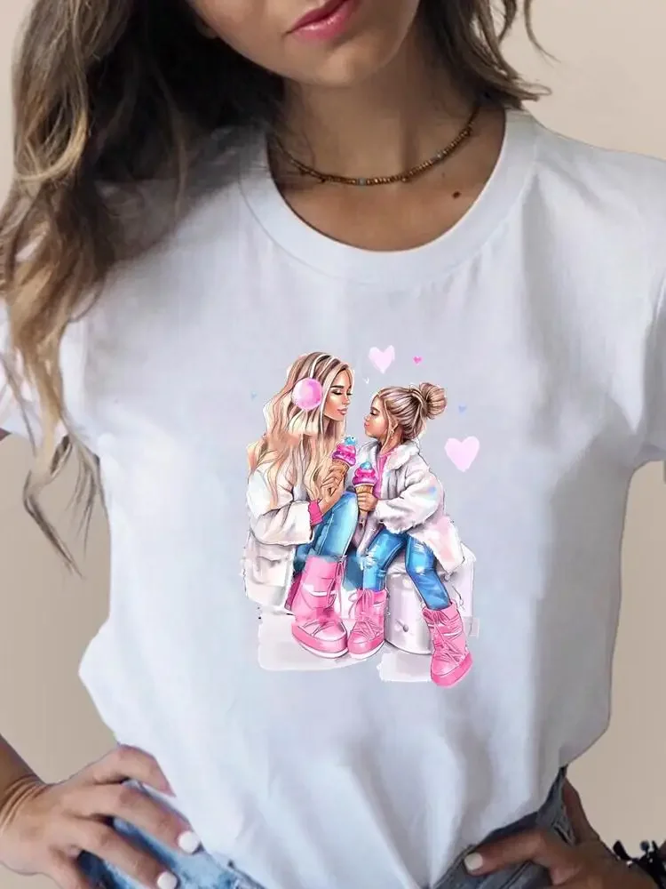 

Футболка женская с принтом, семейный тренд с коротким рукавом, модная повседневная одежда с графическим принтом, в стиле 90-х, на лето