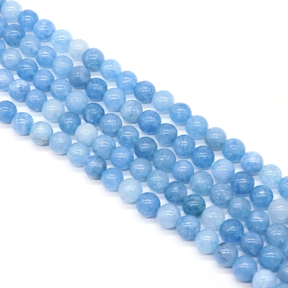 쥬얼리 제작용 천연 라운드 아쿠아 마린 스페이서, 느슨한 스톤 비즈, 치유 크리스탈, DIY 참 팔찌 목걸이 액세서리