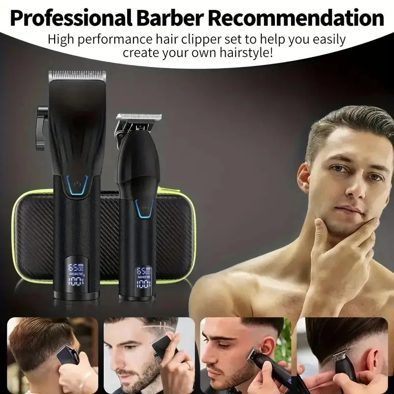 RUCHA Hair Clipper And Trimmer Set Barber Clippers Set For Men Professional Kit Beard Trimmer Haircut Kit Cordless Hair Cutting 3