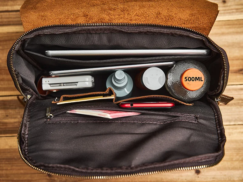 Nupugoo Herren Echt leder Umhängetasche Retro Umhängetasche Umhängetasche tägliche Pendler tasche Rindsleder große Kapazität Tasche – Detail 17