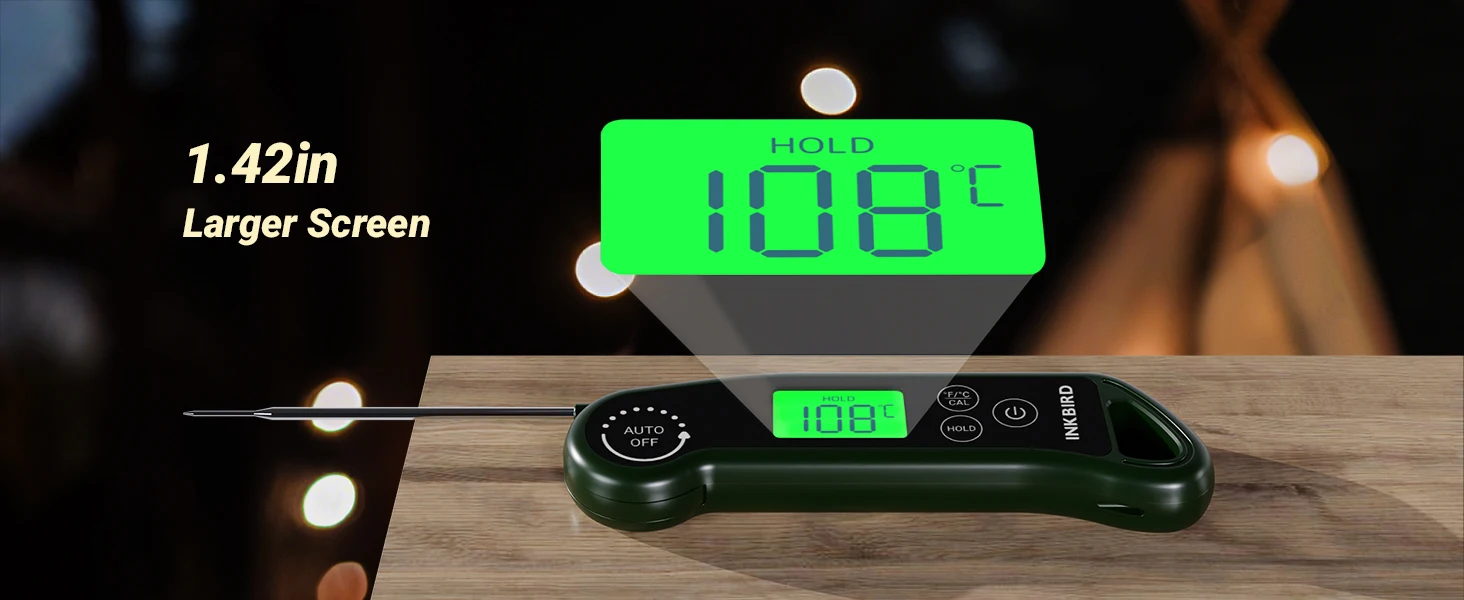 RHT-11K Instant Read Meat Thermometer, 0.5s Fast, ±0.3℃ Accurate, IPX5 Waterproo