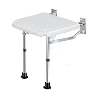 Aluminum Wall-mounted Bathroom Seats Folding Shower Chair Home Non-slip Barrier-free Bath Chair Elderly Special Stool with Legs 2