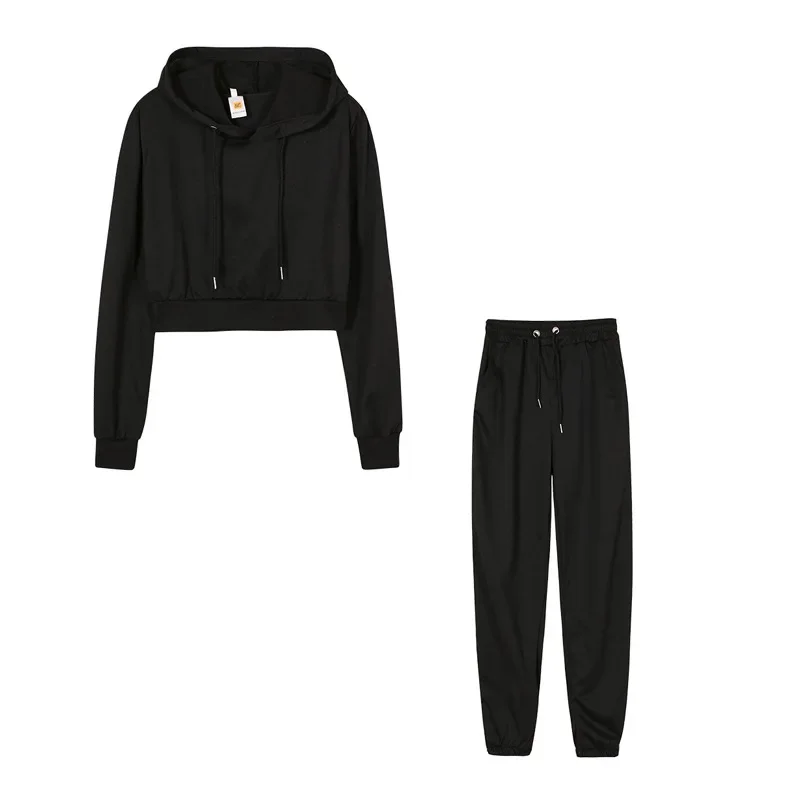 New 2024 Autumn and Winter New Women's Solid Color Hooded Long-sleeved Sweater Fleece Sports Fashion Trousers Casual Suit