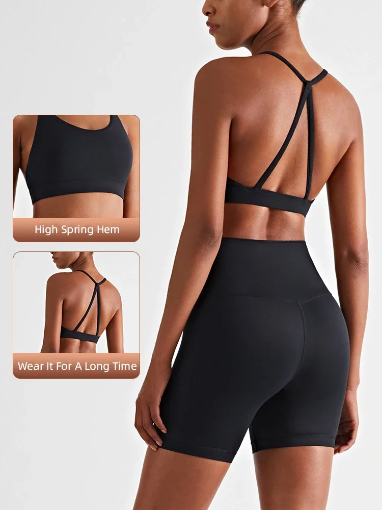 Summer Fashion Women's Yoga Suit - Sexy Beautiful Back Vest & High Waist Sports Shorts Set