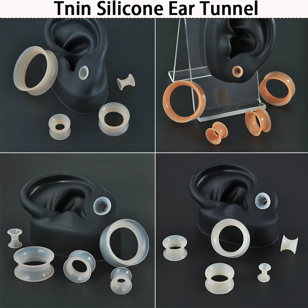 Paire de bouchons d'oreille à double évasement, tunnels d'oreille flexibles, tunnel de chair, extenseur de jauge d'oreille, boucles d'oreilles extensibles, peau fine et douce