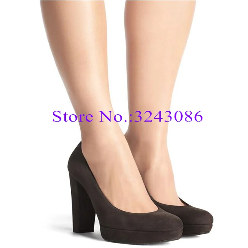 

Элегантные женские замшевые туфли-лодочки на платформе на массивном каблуке, модные туфли на платформе с круглым носком, женские привлекательные классические туфли большого размера
