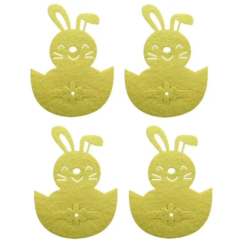 

Kitchen Utensil Pouch 4pcs Easter Bunny Kitchen Utensil Holder Cloth Silverware Flatware Pocket For Restaurant Decoration