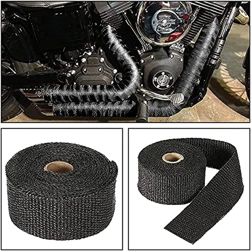 Nastro Termoisolante per Tubi di Scarico Moto e Auto, Blu e Nero, 1,5 Metri, Accessorio Auto