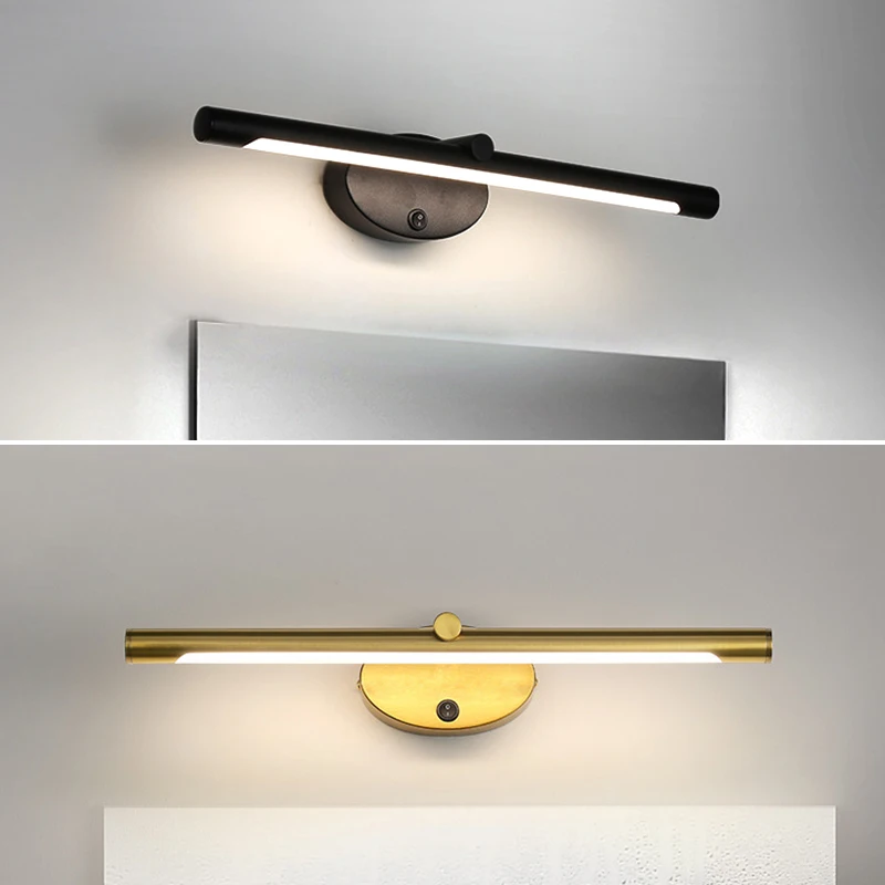 โมเดิร์น LED โคมไฟติดผนังห้องน้ําฮาร์ดแวร์ห้องน้ํา Wall Sconce พร้อมสวิทช์สัมผัสสําหรับห้องนอน LED ห้องน้ํากระจกโคมไฟสาย 1