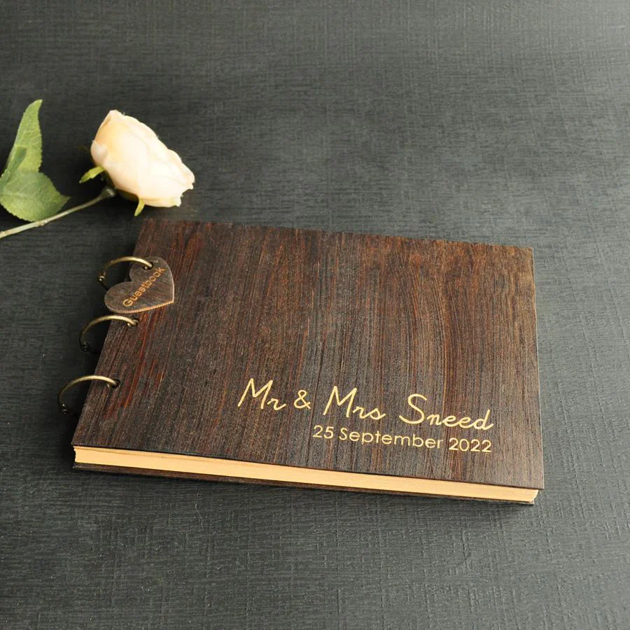 PersonalizedRusticWeddingGuestBookEngravedWeddingSignatureBook