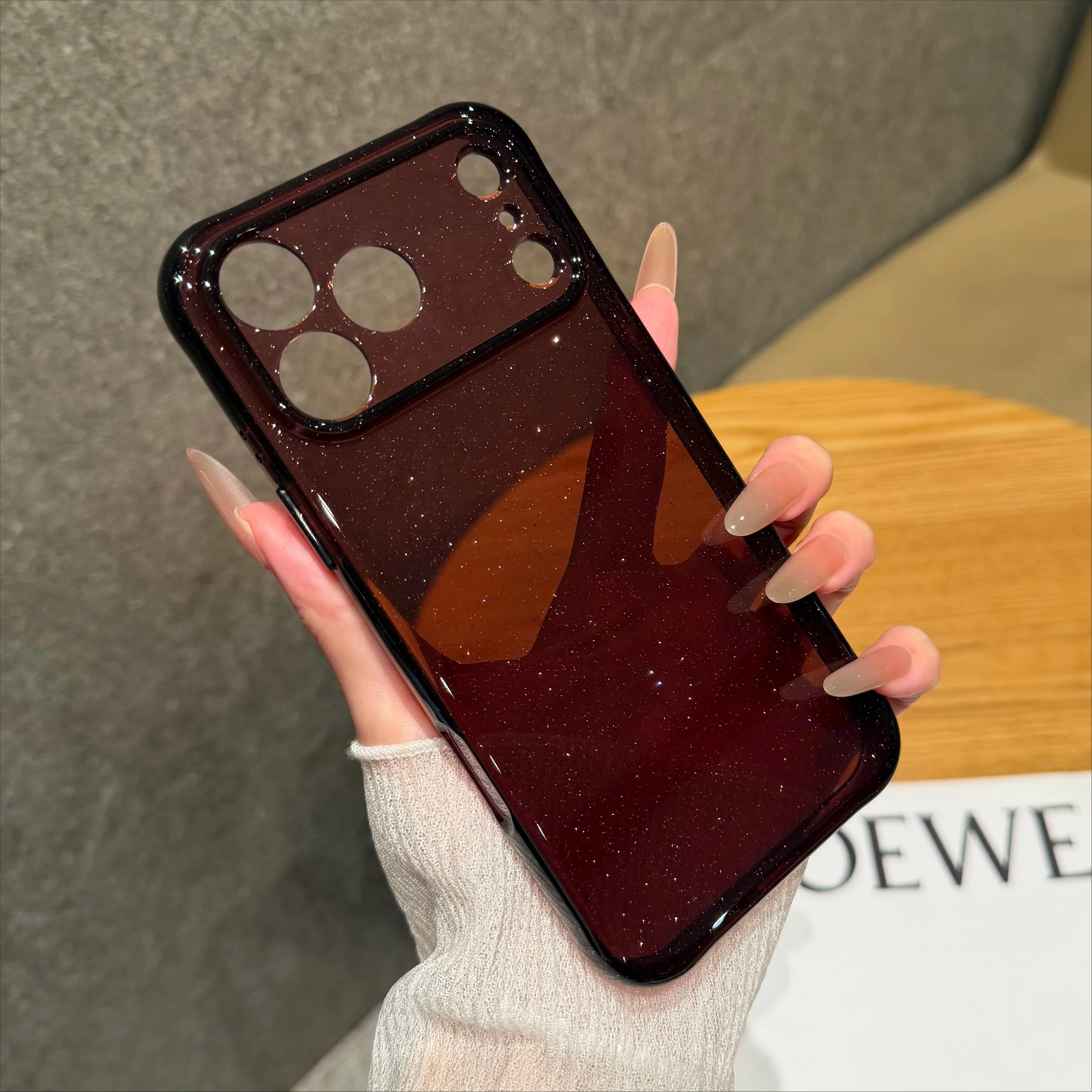 Bling Glitter Transparent Soft Bumper Phone Case with Full Lens Protector Cover