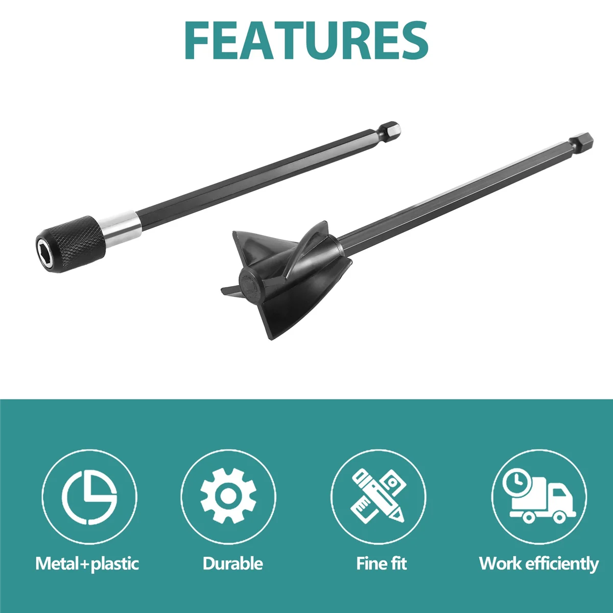 Epoxy Resin Paint Mixer Paddles for Drill,4Pcs Reusable Paint Stirrer Resin Drill Mixer Paddles and 2Pcs Extension Rods