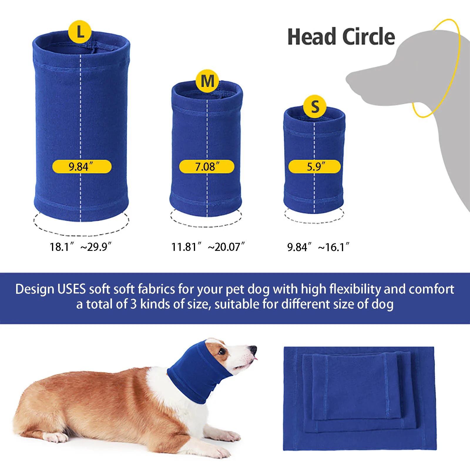 Dog Snood Pet Dog Earmuff Dog Neck And Ears Warmer Dog Ear Wrap Dog  Headwear Helps Calm Puppy Dog Accessories Pet Hat P5