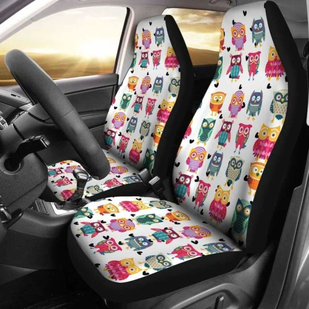 

Love Owls Cute Car Seat Covers 174716,Pack of 2 Universal Front Seat Protective Cover