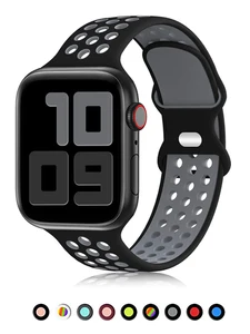 Ремешок силиконовый для Apple Watch Band Ultra 2, спортивный браслет для iWatch Series 9 8 7 41 мм 45 мм 7 6 SE 5 4 3 44 мм 40 мм, 49 мм 38 мм 42 мм