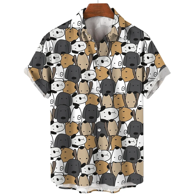 Men's Shirt Hawaiian Short Sleeve Male Clothes Fashion Button Shirt For Girl Kawaii Kitten Top T-shirt Harajuku Cute Blouse Tops 2