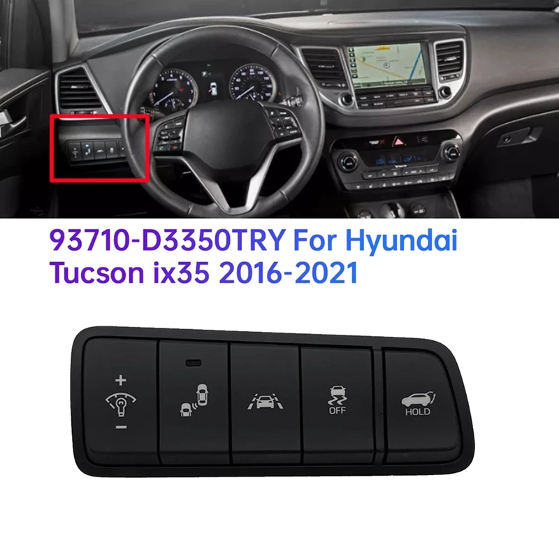 Side Crash Pad Black Switch 93710-D3350TRY For Hyundai Tucson Ix35-Dimmer Light Lane Assist Switch 93710D3350