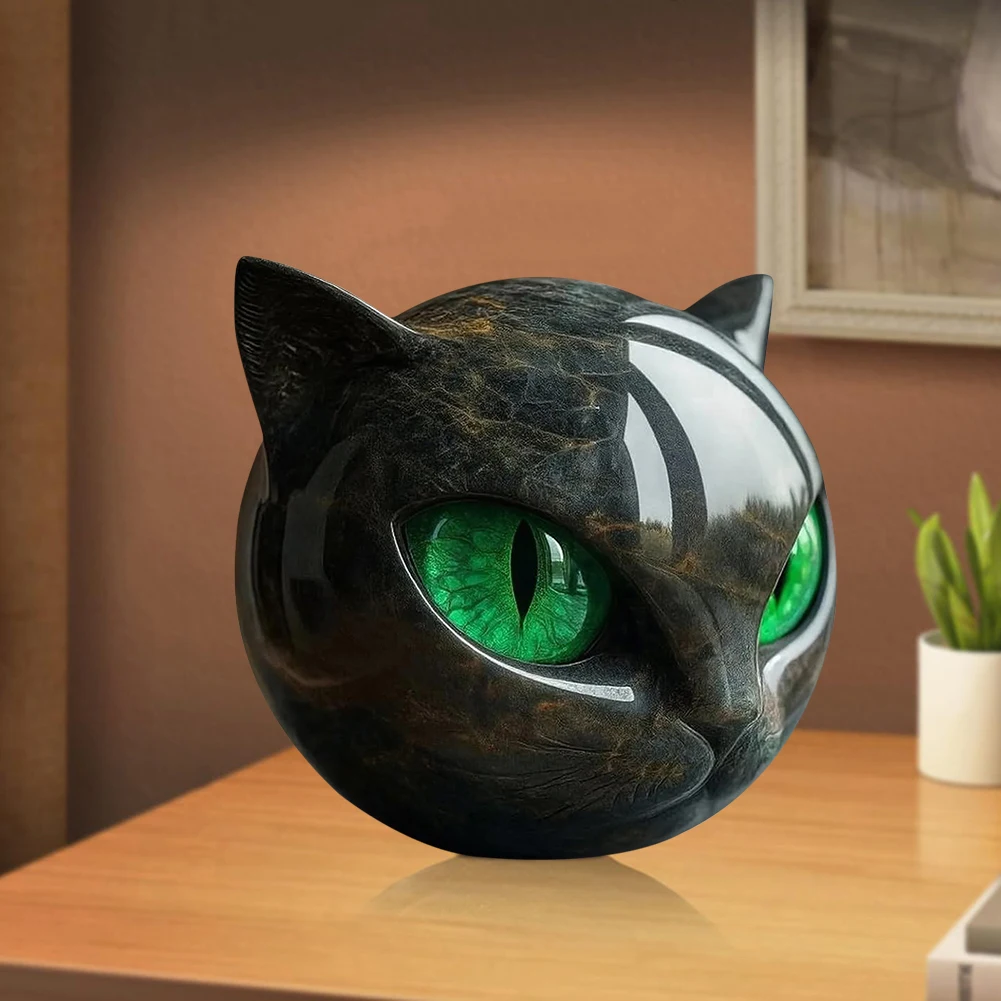 Black Cat Figurine Luxury Black Cat Stone Sculpture Ornaments Black Obsidian Crystal Gemstone Cat Healing Stone Decor Craft Gift