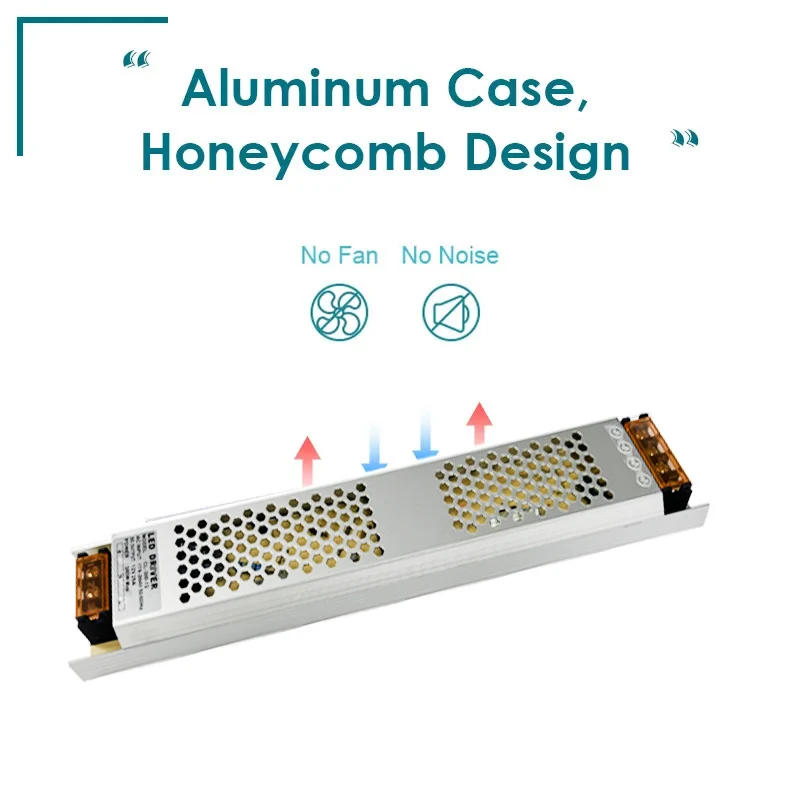 Sleek High-Efficiency Light Transformer | Versatile Ultra-Thin Power Supply for LED Strips, AC to DC Adapter